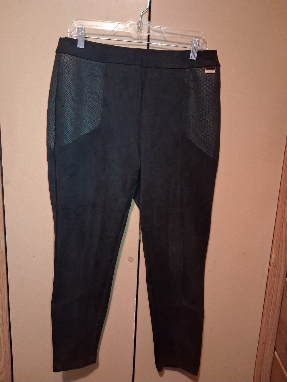 Marc New York Black Faux Suede Snake Print Large Pants